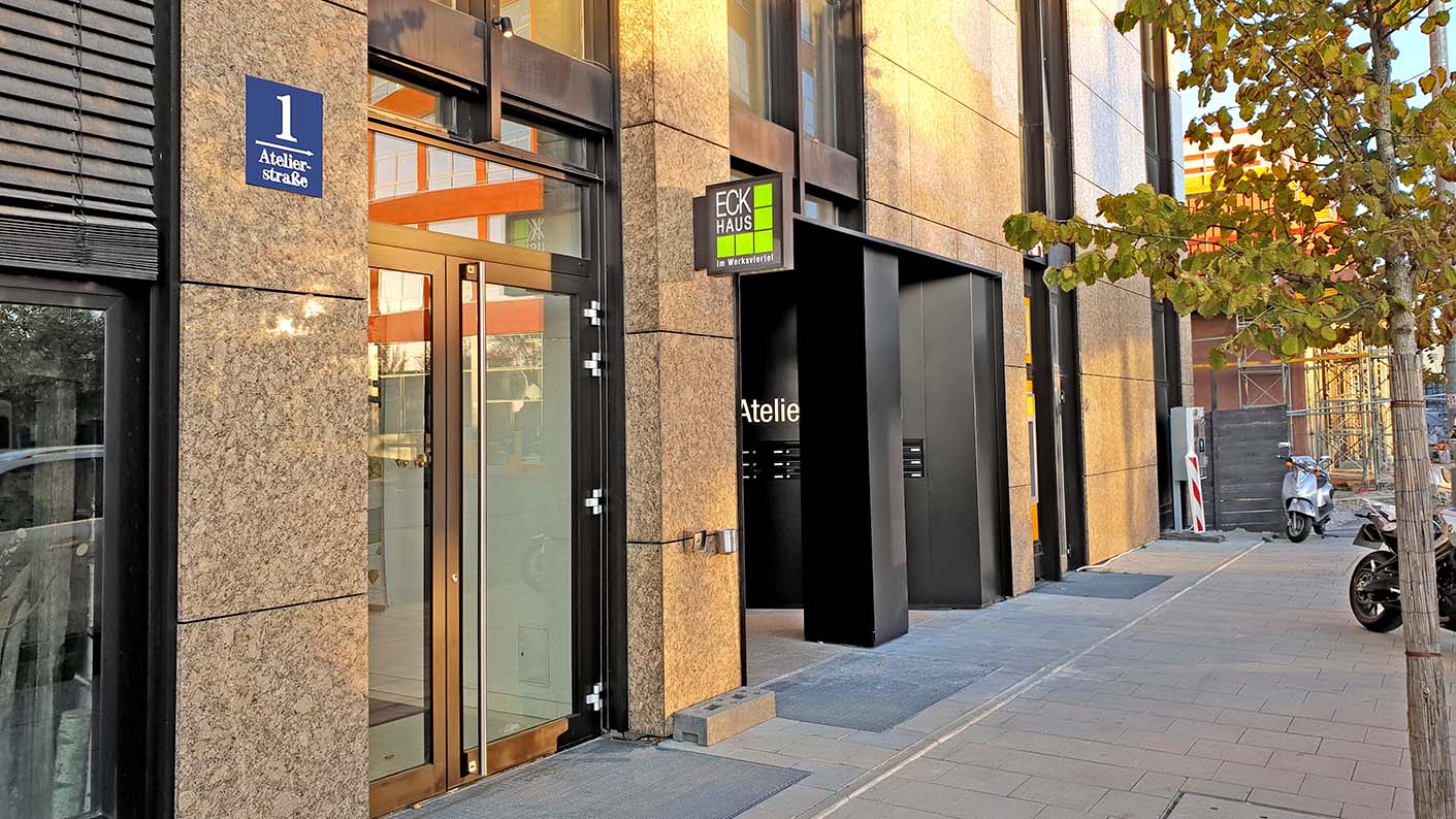 Ansicht Eckhaus Atelierstraße 1